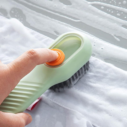 Brosse nettoyante multifonction avec réservoir de savon – Poils souples & manche long