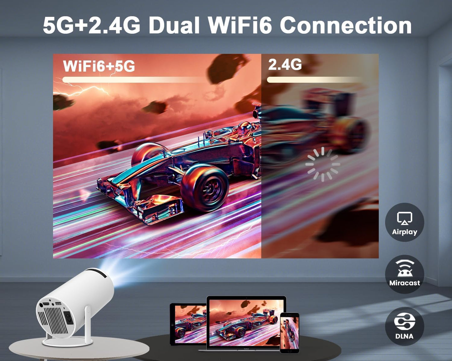 MAGCUBIC HY300 Pro – Mini vidéoprojecteur Android 11 (Wi-Fi 6, BT 5.0) – 290 ANSI – Auto Keystone – Jusqu’à 200"