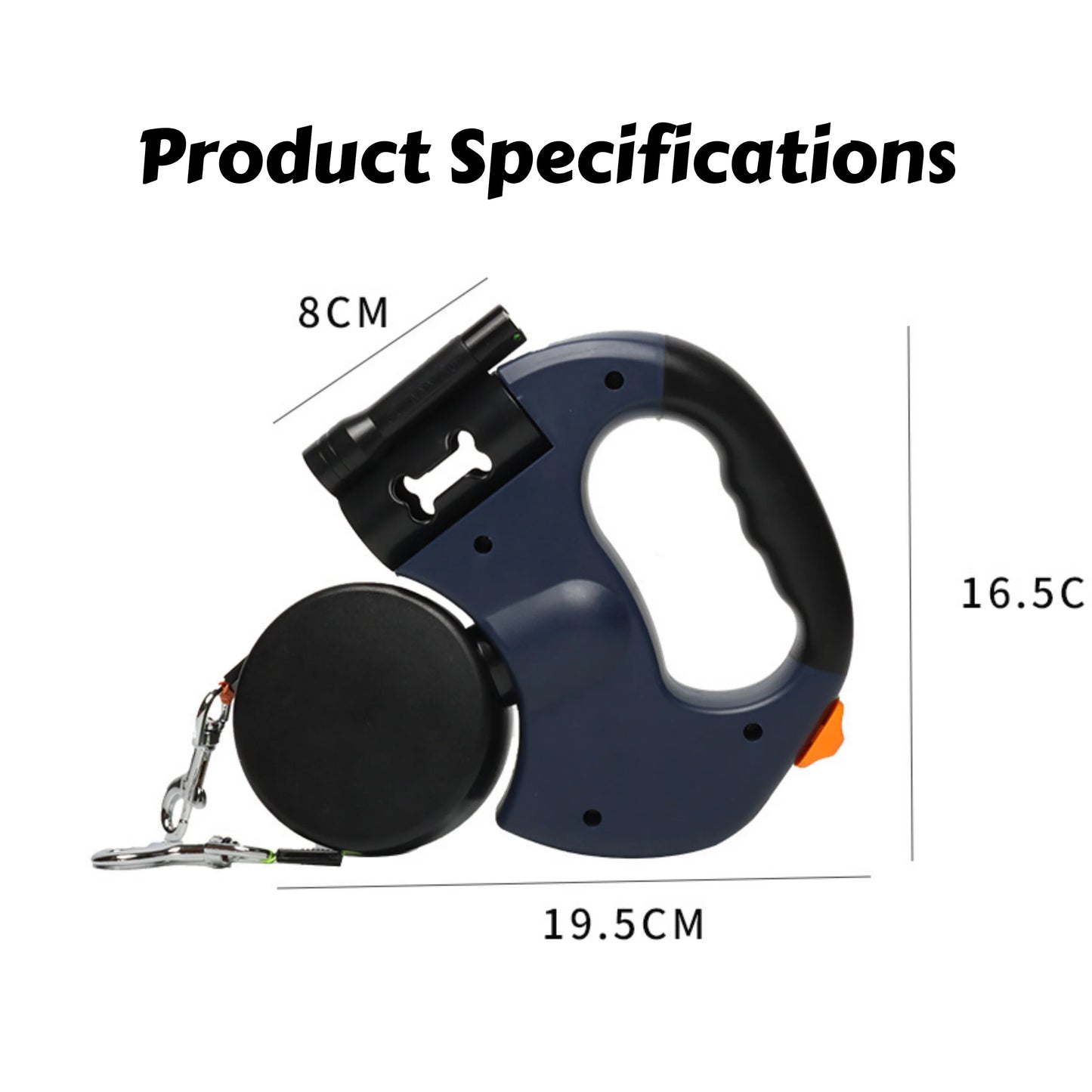 Laisse rétractable double avec LED – anti-enchevêtrement 360°, freins indépendants, sangle réfléchissante 3 m