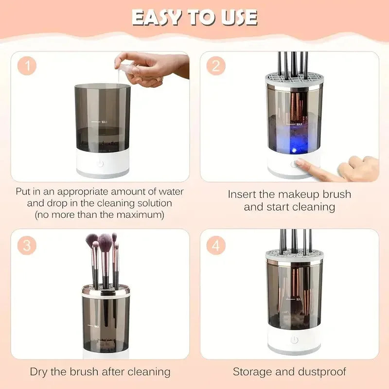 Nettoyeur électrique USB pour pinceaux de maquillage – 7000 tr/min, séchage rapide, support multi-brosses