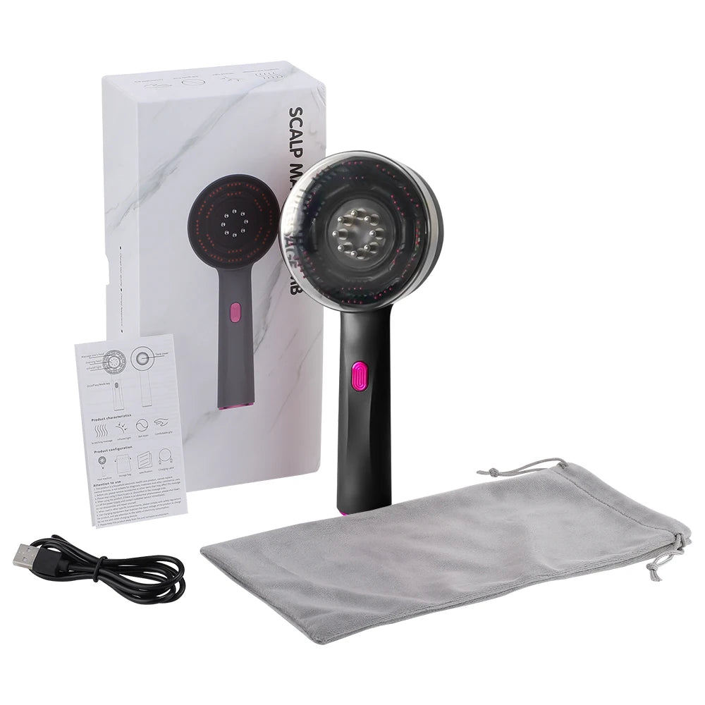 Peigne massant cuir chevelu LED – réservoir sérum 6 ml, 3 modes, portable (Hailicare)