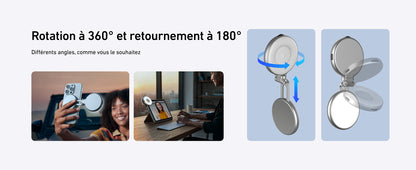 Poignée photo magnétique pour smartphone – Télécommande Bluetooth, éclairage d’appoint, rotation H/V