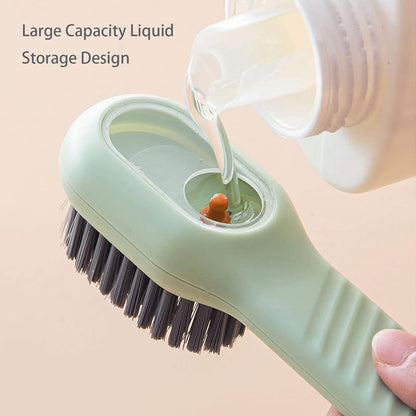 Brosse nettoyante multifonction avec réservoir de savon – Poils souples & manche long