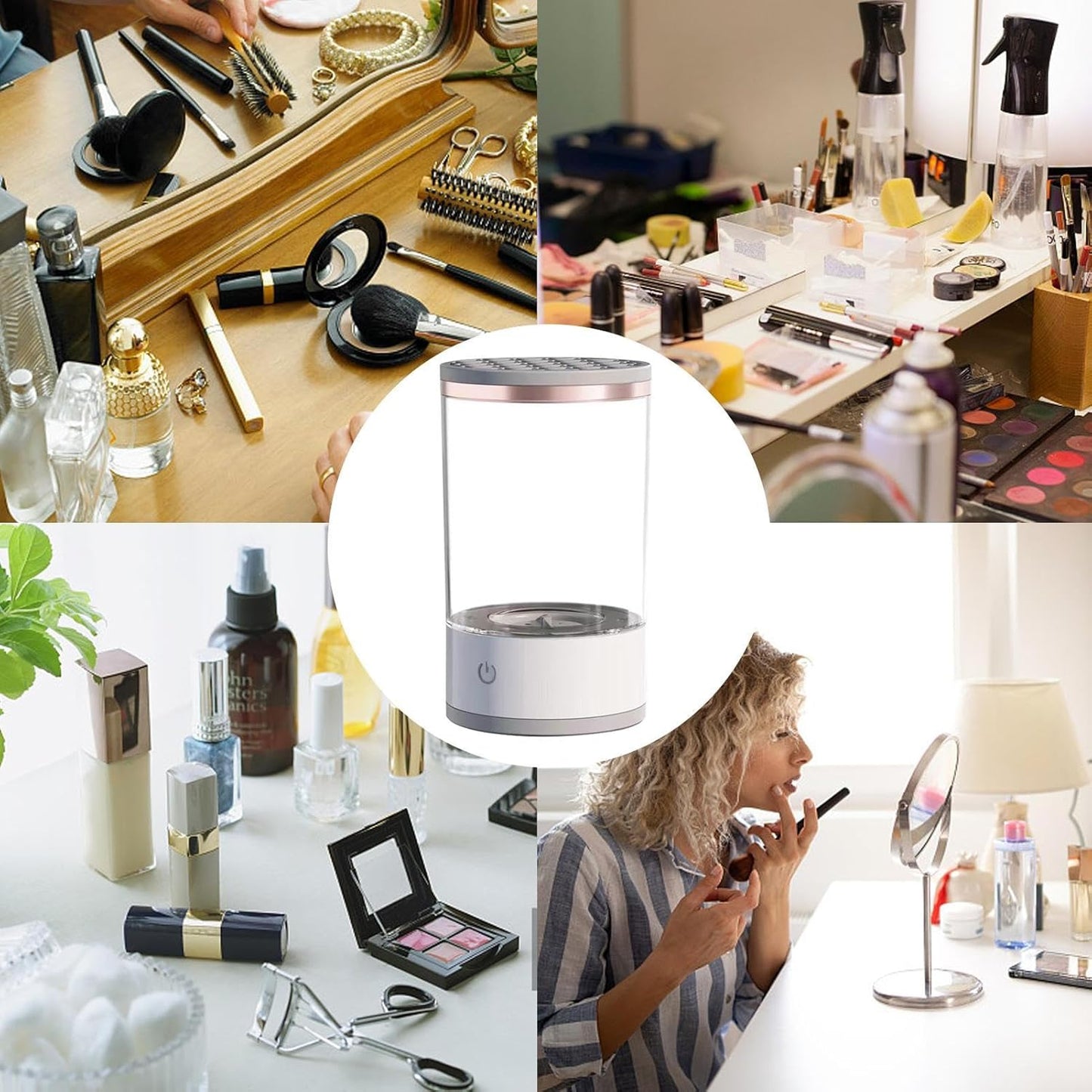 Nettoyeur électrique USB pour pinceaux de maquillage – 7000 tr/min, séchage rapide, support multi-brosses