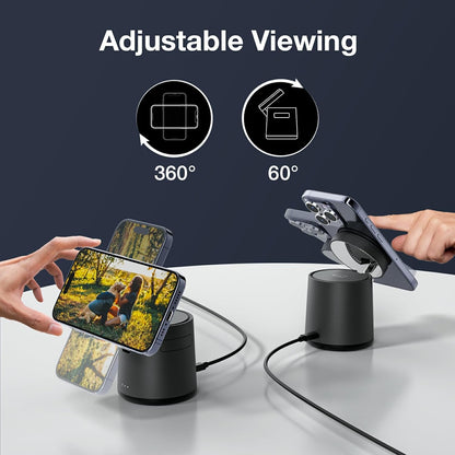 Chargeur sans fil Qi2 3-en-1 pliable 15W – iPhone 12-16 / Apple Watch / AirPods