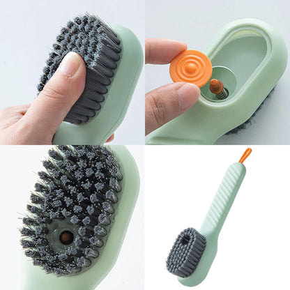 Brosse nettoyante multifonction avec réservoir de savon – Poils souples & manche long