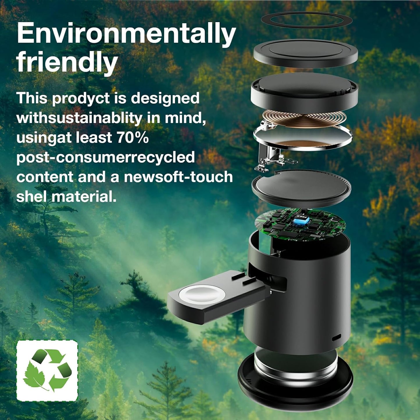 Chargeur sans fil Qi2 3-en-1 pliable 15W – iPhone 12-16 / Apple Watch / AirPods