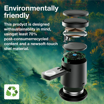 Chargeur sans fil Qi2 3-en-1 pliable 15W – iPhone 12-16 / Apple Watch / AirPods