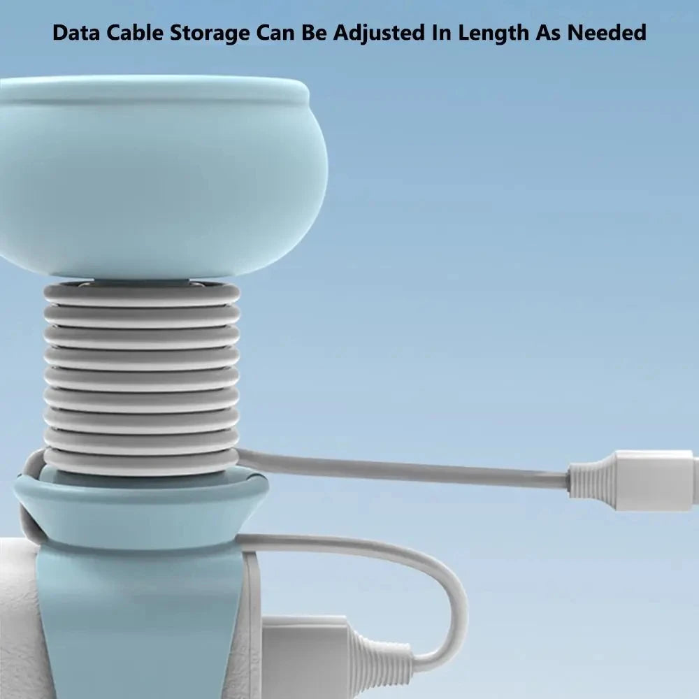 Enrouleur de câble pour chargeur – housse silicone de voyage, organiseur “flip”, protection prise