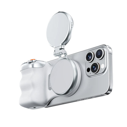Poignée photo magnétique pour smartphone – Télécommande Bluetooth, éclairage d’appoint, rotation H/V