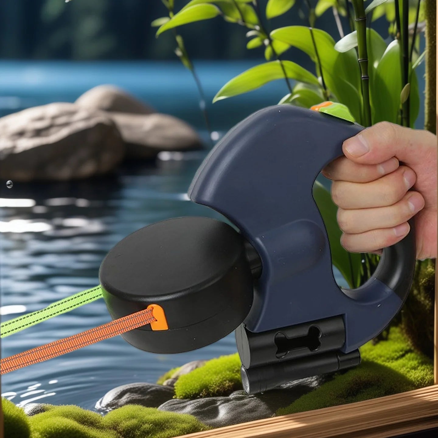 Laisse rétractable double avec LED – anti-enchevêtrement 360°, freins indépendants, sangle réfléchissante 3 m