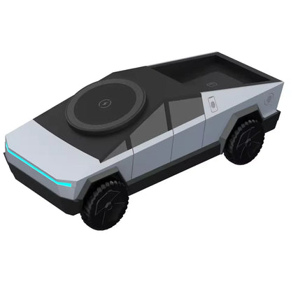 Station de charge sans fil Qi2 3-en-1 – CyberDock design pick-up futuriste (iPhone / AirPods / Watch)