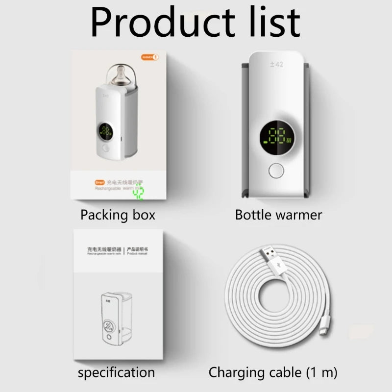 Chauffe-biberon portable & sans fil – affichage digital, 6 niveaux, batterie 5200 mAh