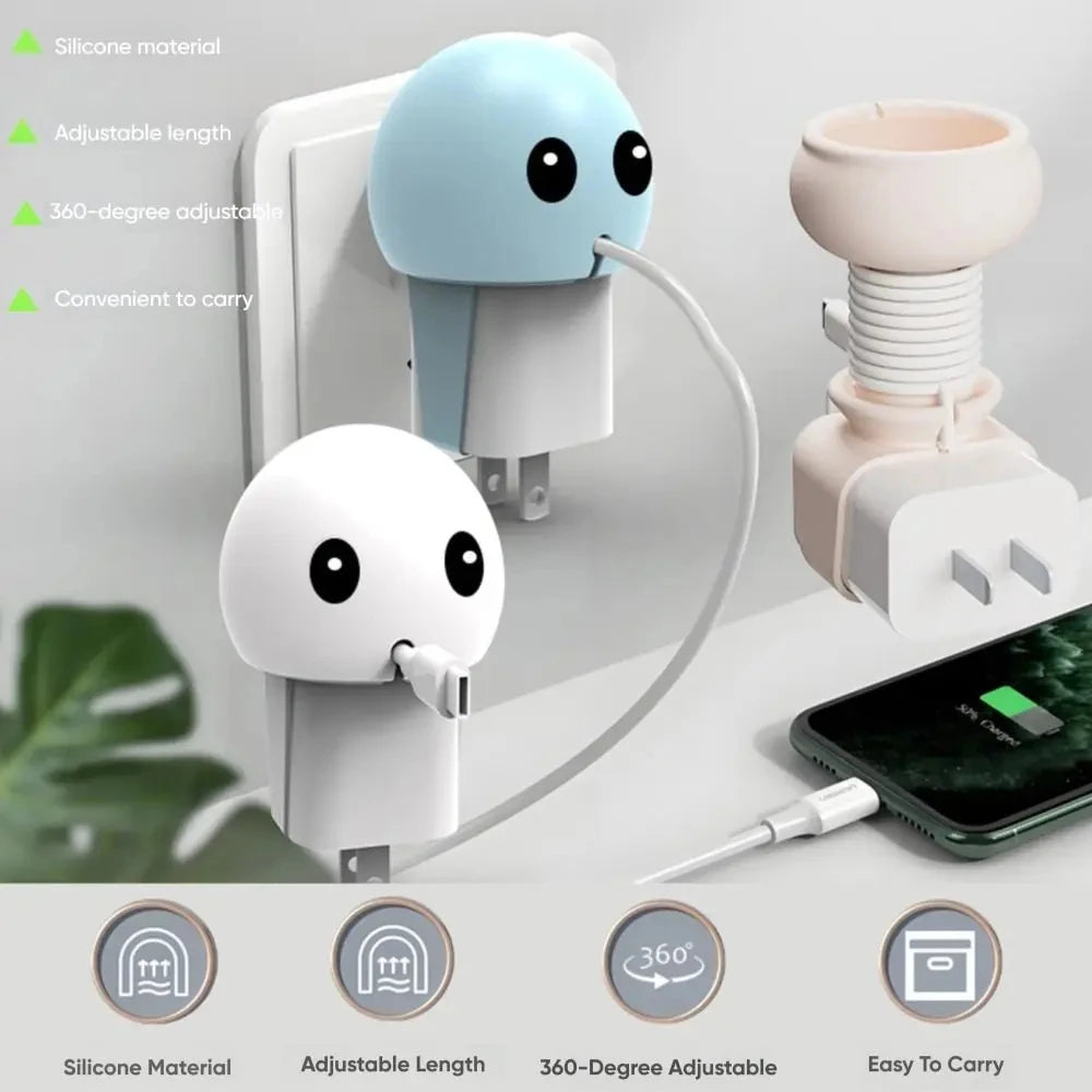 Enrouleur de câble pour chargeur – housse silicone de voyage, organiseur “flip”, protection prise