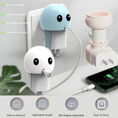 Enrouleur de câble pour chargeur – housse silicone de voyage, organiseur “flip”, protection prise